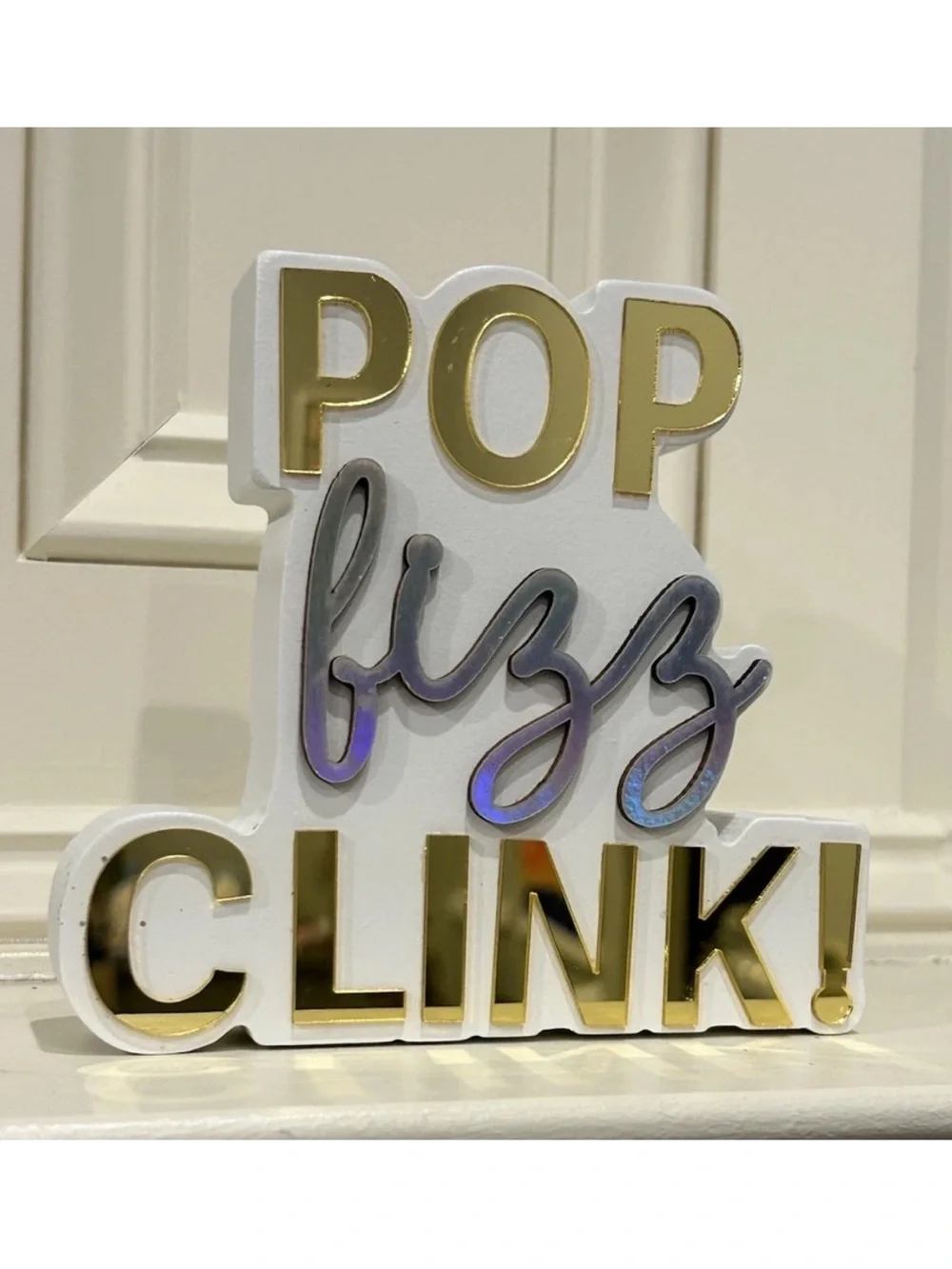 Ashland Pop Fizz Clink! Gold and White Party Sign